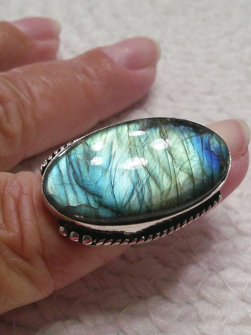 Gorgeous LABRADORITE Handmade Sterling 925 Ring Size 6.25 #18F